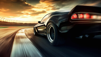 Fototapeta premium Fast moving sport car race tournament on the race track