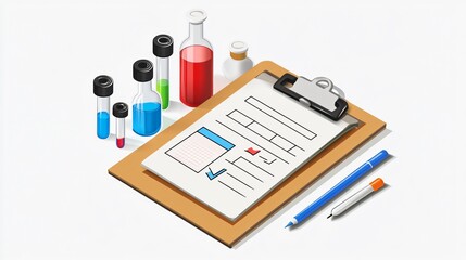 Chemistry Clipboard Science Flat Vector Illustration for Checking Data