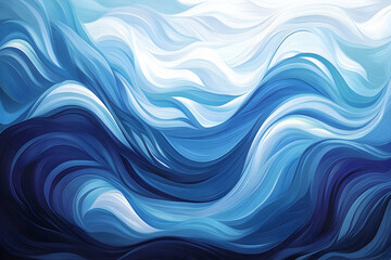 Obraz premium Artistic blue and white wave painting with flowing textures and a tranquil mood