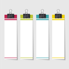 Note sheets with metal clip. Vector illustration. Sketch for creativity.