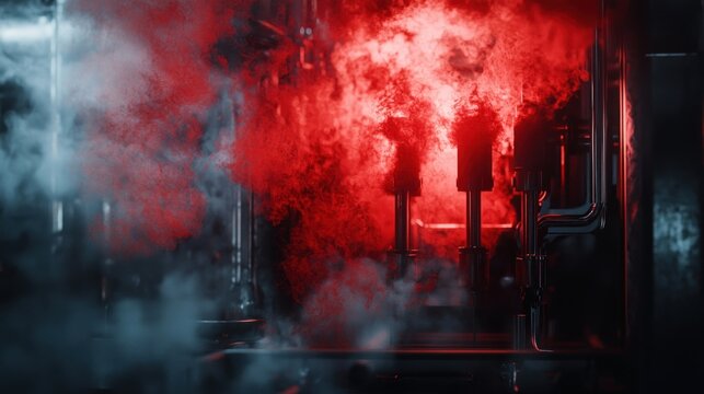 Crimson Inferno: A Glowing Industrial Enigma