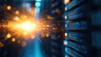 Data transformation process server room digital art modern technology environment close-up view innovative concepts for it solutions