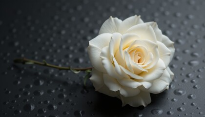 Fototapeta premium Close-up of a white rose with soft petals