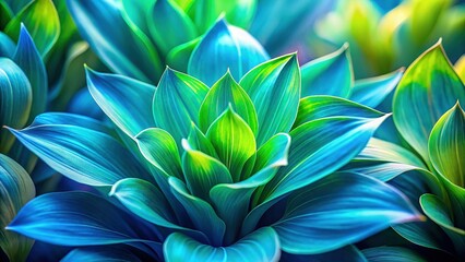 Fototapeta premium Abstract Blue-Green Floral Background, Long Exposure Nature Closeup, Leaf Texture