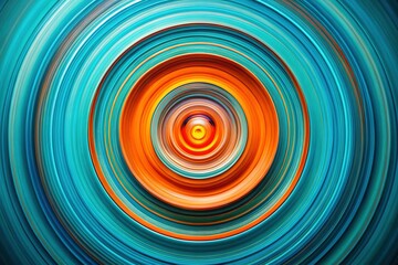 Fototapeta premium Abstract Swirling Turquoise and Orange Concentric Circles - Modern Design