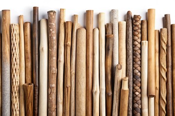 Elegant Wooden Sticks Collection: Premium Quality Craft Supplies, Transparent Background