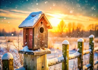 Idyllic Snow-Covered Countryside Landscape: Winter Wonderland Stock Photo