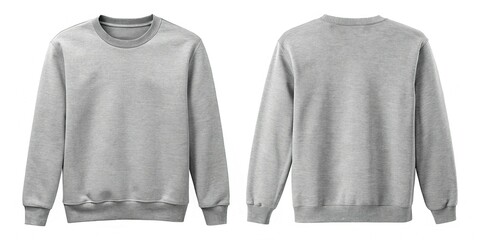 Heather Gray Sweatshirt Mockup: Front & Back Silhouette on White
