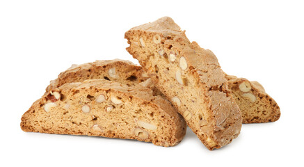 Traditional Italian almond biscuits (Cantucci) isolated on white