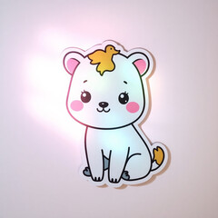 Fototapeta premium Adorable cartoon bear with a little bird on its head. Perfect for kids' room decor or cute stationery!