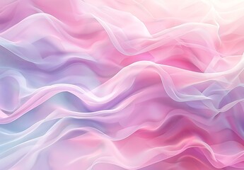Obraz premium Soft liquid waves of pastel hues flow smoothly, crafting a calming and fluid widescreen abstract design