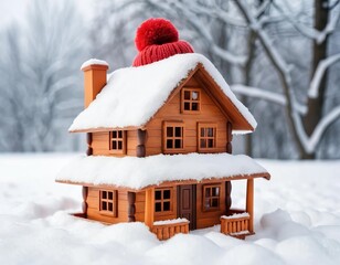 Naklejka premium christmas house in the snow