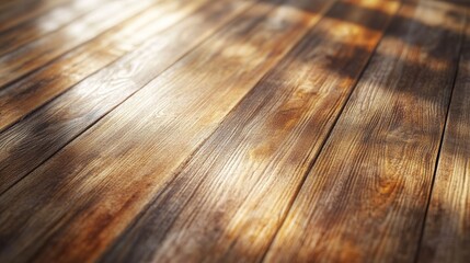 Obraz premium 3D visualization of a wooden table top with visible texture and natural imperfections, perfect for adding text or branding