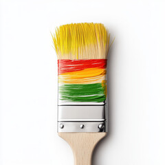 Fototapeta premium vibrant paintbrush with colorful bristles and paint strokes, showcasing creativity and artistry