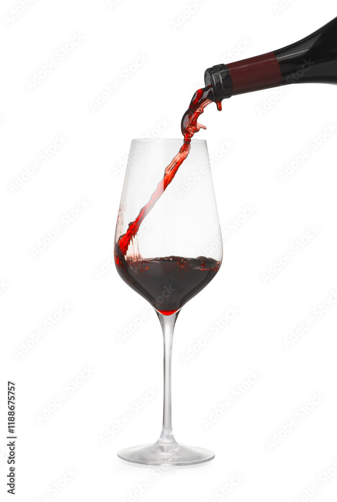 Canvas Prints Pouring wine into glass on white background