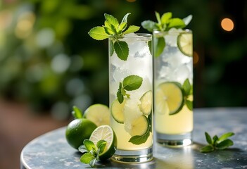 mojito cocktail with mint and lime