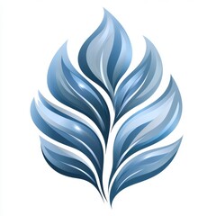 Abstract blue leaf design with glossy texture.