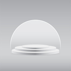 Pedestal of Platform display with modern stand podium on white room background. 3D rendering.