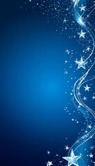 Sparkling Star Trail On Blue Background, Christmas Festive Holiday Glowing Lights Design Element.