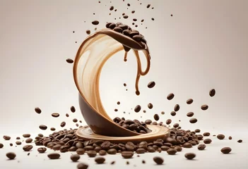 Rolgordijnen zonder boren cup of coffee with beans © Pallavi
