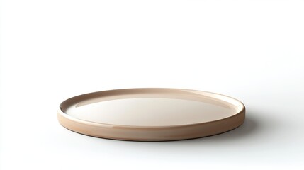 **A flat circular plate-like object rendered in polished porcelain and beige clay textures