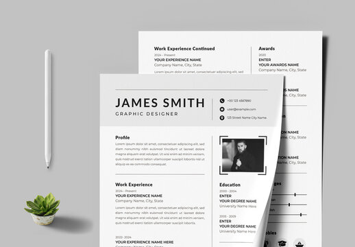 20240111_Batch259_Black And White Resume Layout Set