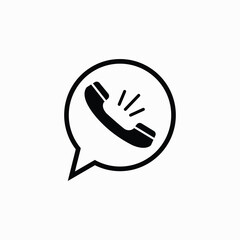 Obraz premium Phone and speech balloon icons. vector icon comunication black color