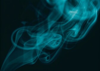 Obraz premium Abstract blue swirling smoke vapor against on dark background