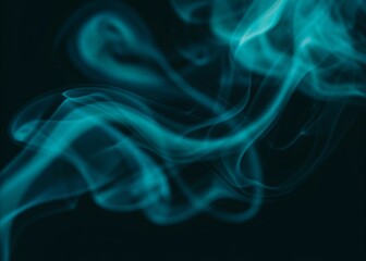 Obraz premium Abstract blue swirling smoke vapor against on dark background