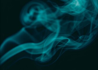 Fototapeta premium Abstract blue swirling smoke vapor against on dark background