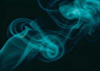 Fototapeta premium Abstract blue swirling smoke vapor against on dark background