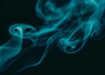 Abstract blue swirling smoke vapor against on dark background