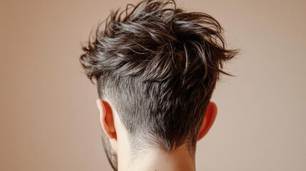 Messy brown hair on man head, showcasing healthy scalp and texture