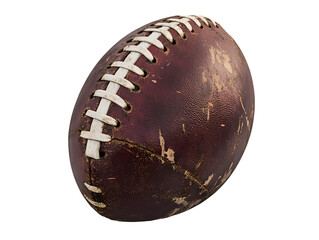 Worn and Weathered American Football with Visible Lacing