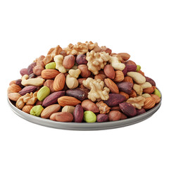 Assorted Nuts and Dried Fruit in a Bowl on wight background 
