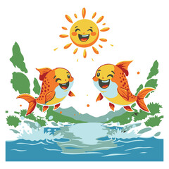 Gorgeous Japanese Koi Fish Floating in an Asian Pond