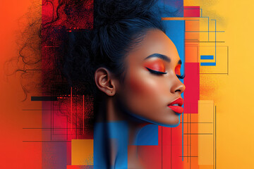 Creative graphic layout for promotional flyer showcasing modern beauty with vibrant colors