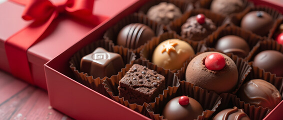 Assorted chocolates in a gift box.