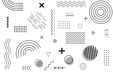Geometric design set elements in flat graphic design vector 
