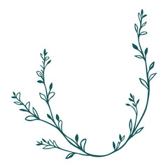 Decorative Nature Element Botanical Rounded Frame Floral Leafy Wreath Border