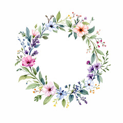 Watercolor Floral Wreath, Wreath Clipart Watercolor,  Pastel Pink Flowers Wedding Clipart Wild Floral Clipart