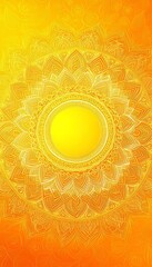 Joyful Sunflower Yellow Abstract Background With Hand Drawn Mandala Doodles, Pattern Design