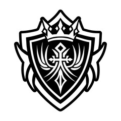 A solid style icon of crown shield