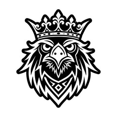 A glyph style icon of crowned raven