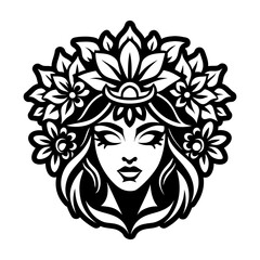 A glyph icon of a floral crown