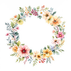 Watercolor Floral Wreath, Wreath Clipart Watercolor,  Pastel Pink Flowers Wedding Clipart Wild Floral Clipart