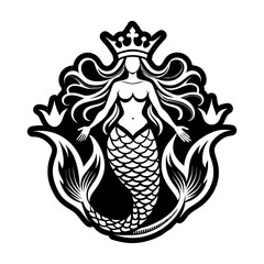 A glyph style icon of mermaid