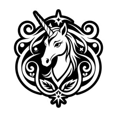 A solid style icon of mythical unicorn