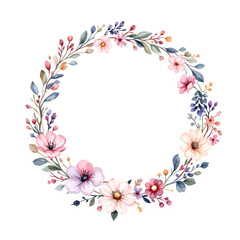 Watercolor Floral Wreath, Wreath Clipart Watercolor,  Pastel Pink Flowers Wedding Clipart Wild Floral Clipart