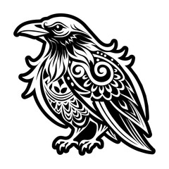 A solid style icon of raven symbol
